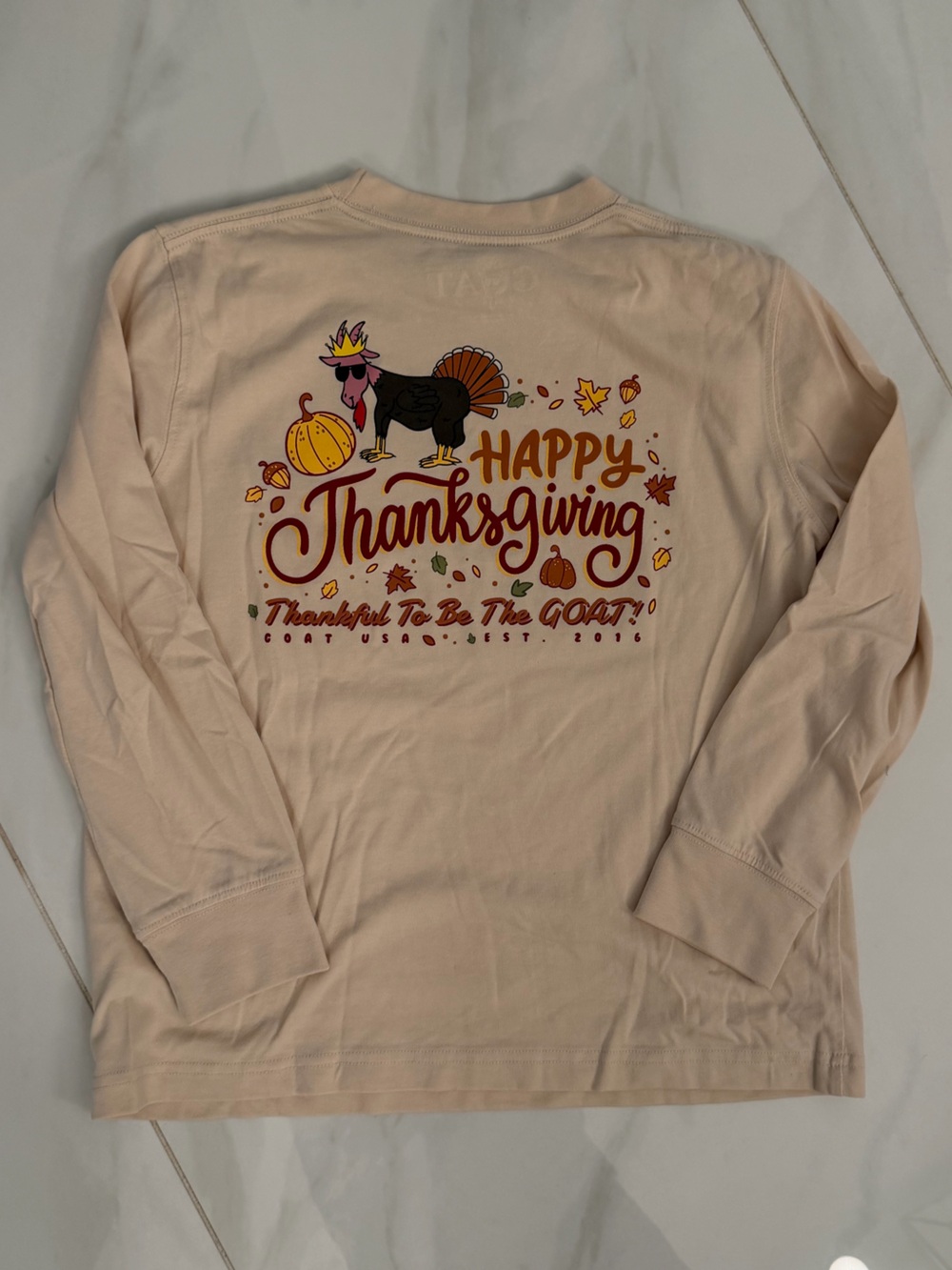 Kids' Cream 'Happy Thanksgiving' Long-Sleeve Graphic Sweatshirt - Coats USA